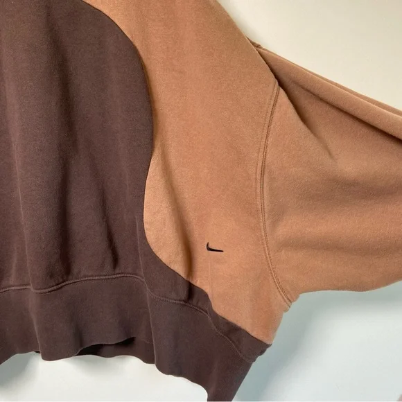 NIKE Sportswear Color Clash Women's Fleece Sweatshirt In Brown - Picture 5 of 8